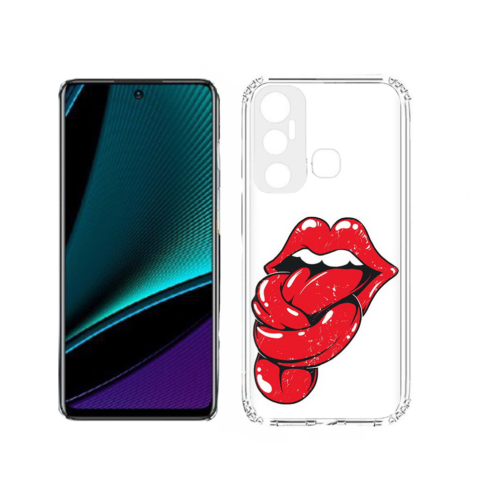 

Чехол MyPads Tocco для Infinix Hot 11s яркие губы с языком, Прозрачный, Tocco