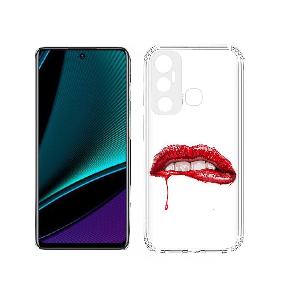 

Чехол MyPads Tocco для Infinix Hot 11s яркие красные губы, Прозрачный, Tocco