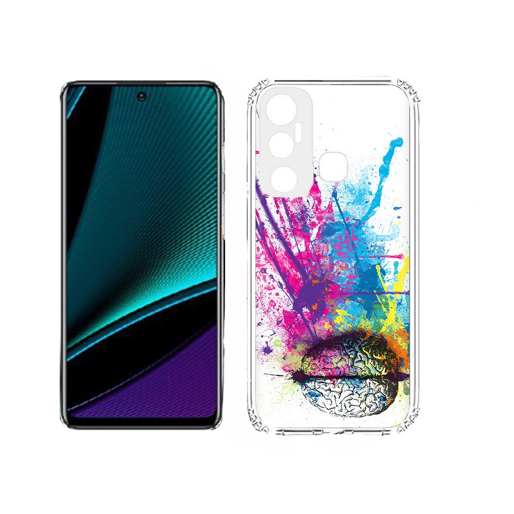 

Чехол MyPads Tocco для Infinix Hot 11s яркий красочный мозг, Прозрачный, Tocco