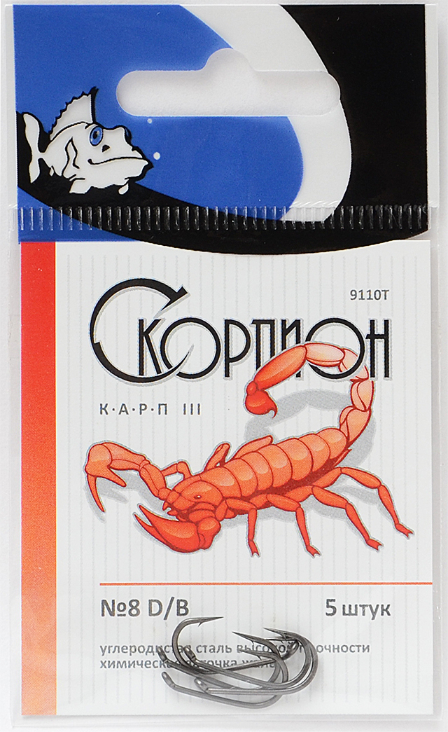 

Одинарные крючки Wide Gape классические №8, оголовок с колечком, прямое острие, с бородкой, Черный, Карп II