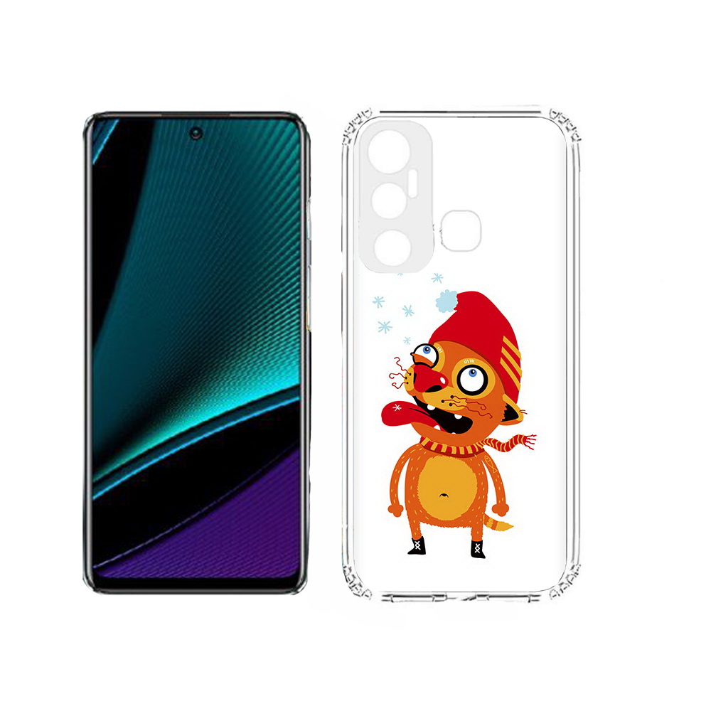 

Чехол MyPads Tocco для Infinix Hot 11s Зимний кот, Прозрачный, Tocco