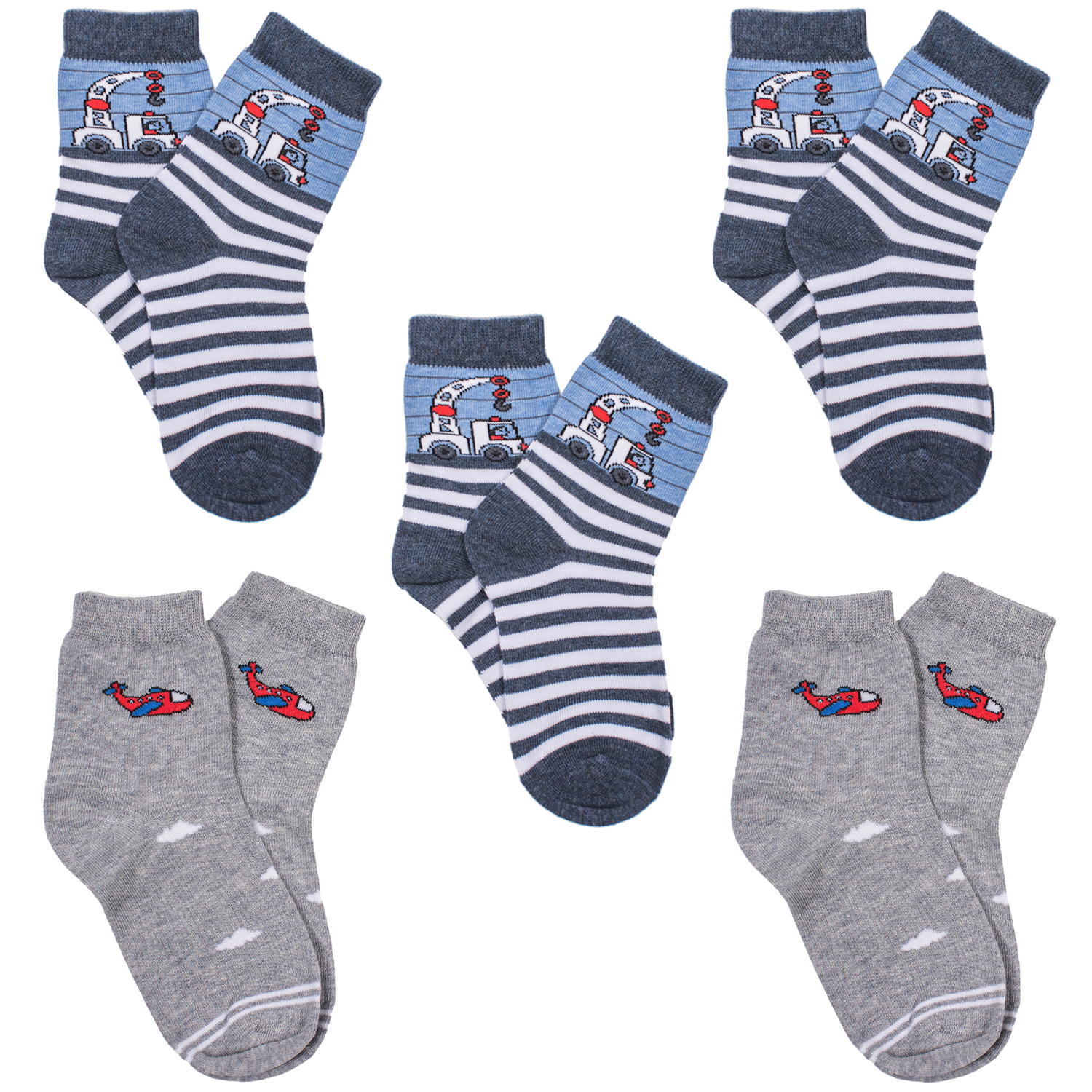 Носки для мальчиков Rusocks 5-Д-86 цв. серый; синий; белый; красный р. 20-22
