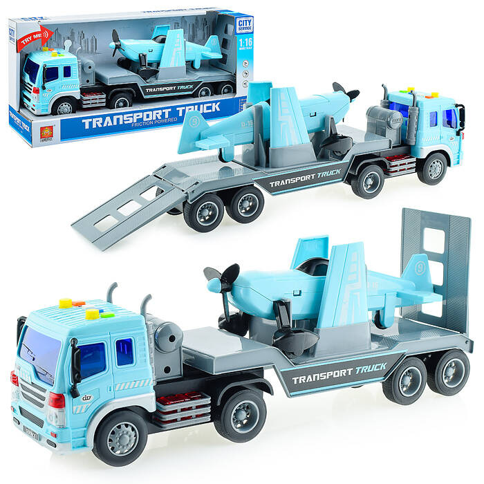 

Машина WY571F Автовоз 1:16 (свет, звук) на батарейках, в коробке, Синий