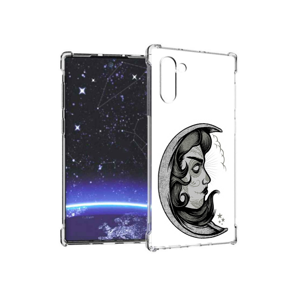 

Чехол MyPads Tocco для Samsung Galaxy Note 10 черно белая луна с лицом (PT135782.511.680), Прозрачный, Tocco