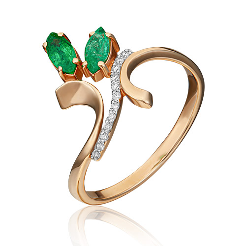 

Кольцо из золота р. 17,5 PLATINA jewelry 01-0123-00-106-1110-30, бриллиант\изумруд, 01-0123-00-106-1110-30