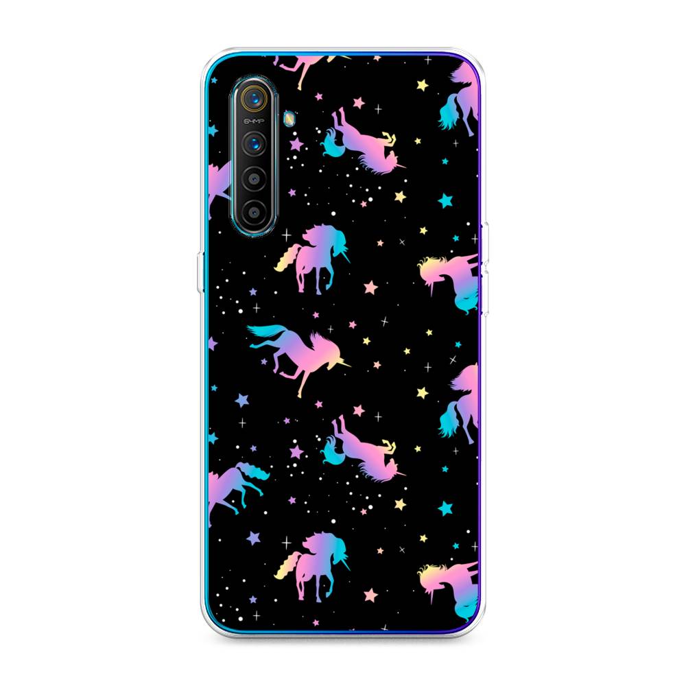 

Чехол на Realme XT "Единороги градиент", Черный;розовый;голубой, 251450-1