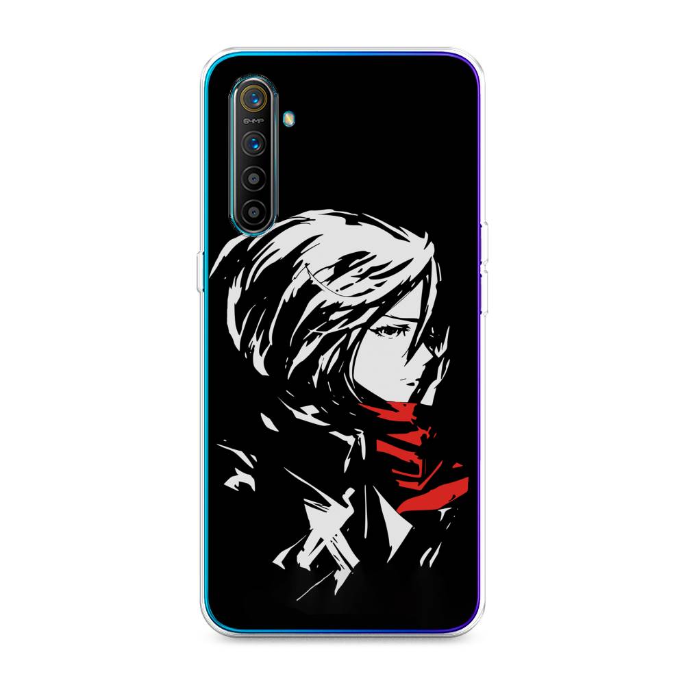 

Чехол на Realme XT "Микаса минимализм", Черный;серый;красный, 251450-4