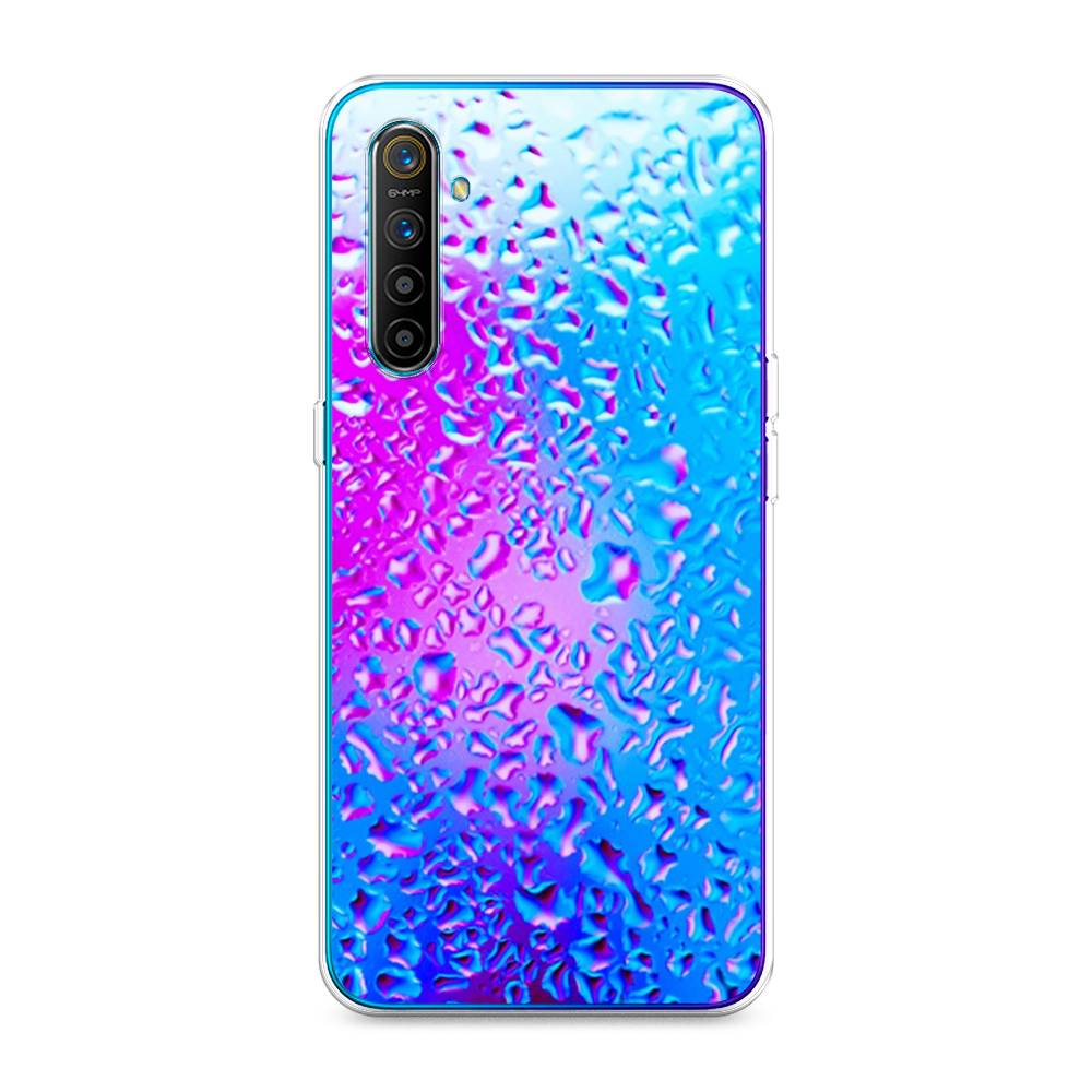 

Чехол на Realme XT "Капли на стекле", Голубой;розовый, 251450-3
