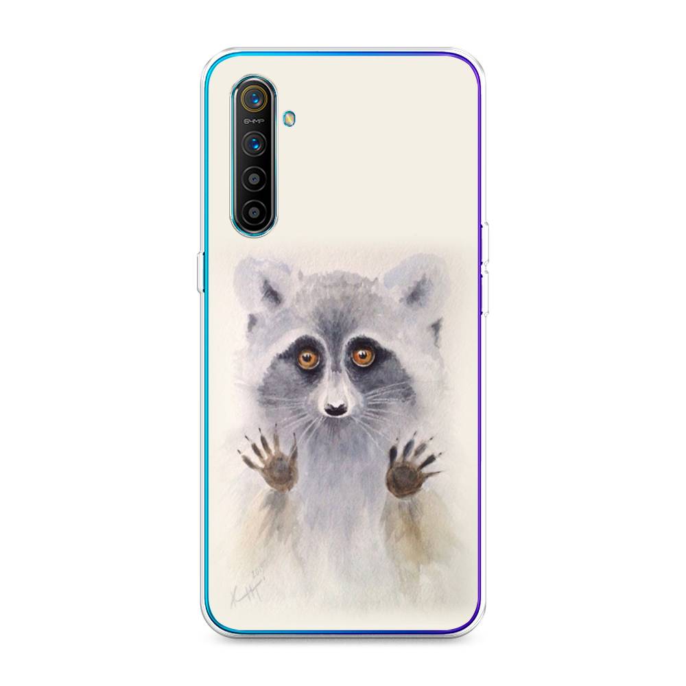 

Чехол на Realme XT "Енот за стеклом", Бежевый;серый, 251450-4