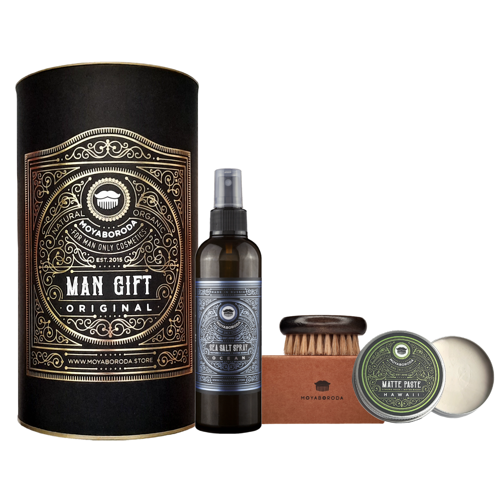 

Набор для укладки волос,бороды MOYABORODA Hair №3, Sea Salt Spray, Paste, Щетка, Тубус, Набор для укладки волос,бороды MOYABORODA "Hair №3", Sea Salt Spray, Paste, Щетка, Тубус
