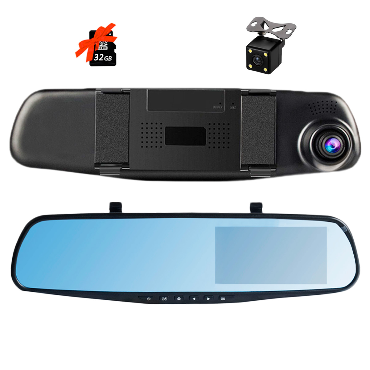 Видеорегистратор автомобильный S&H, зеркало 3 в 1, FULL HD 1080 4,3 / 57482424
