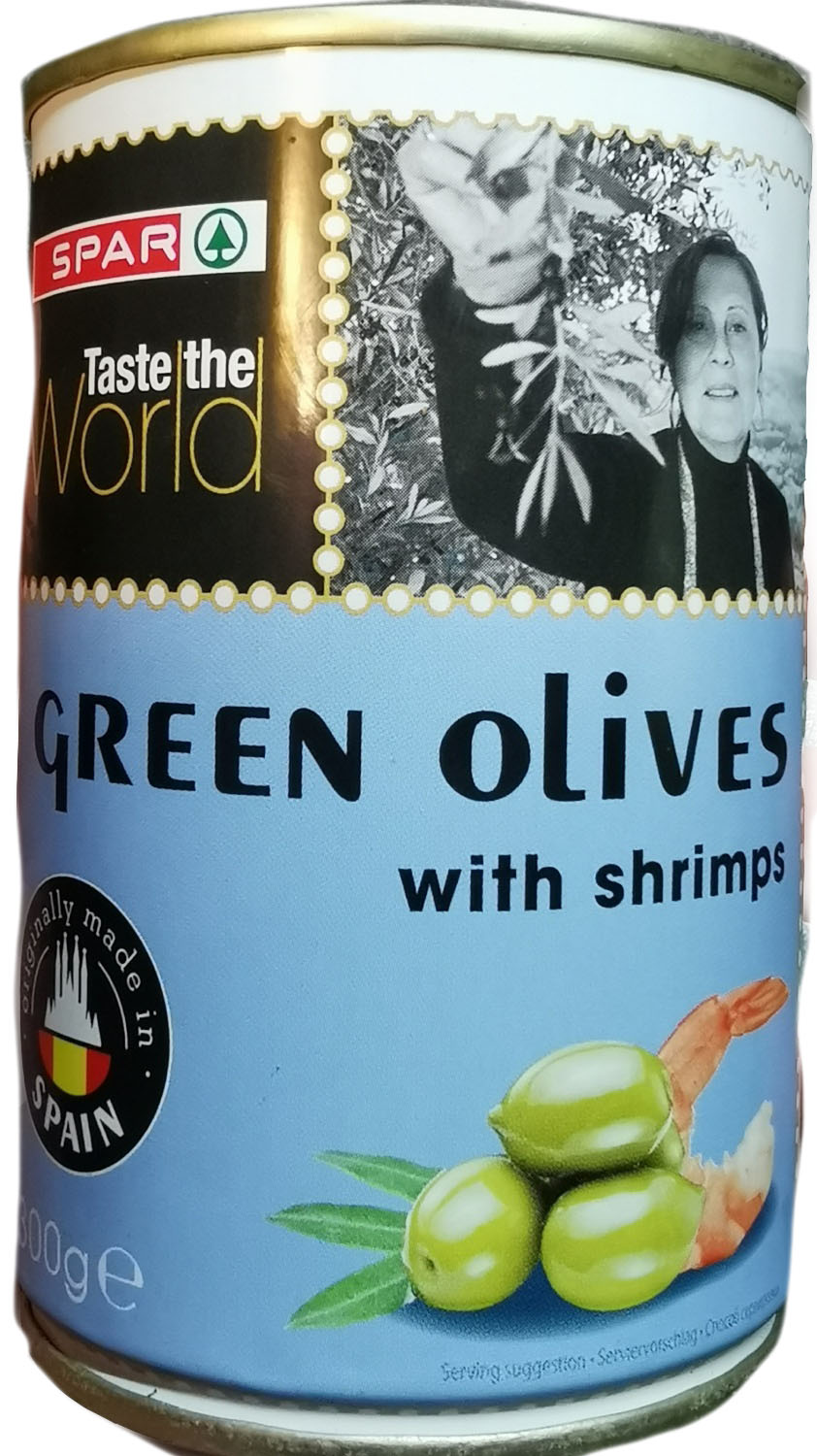 Оливки Spar зеленые с креветками в масле с косточкой 300 г