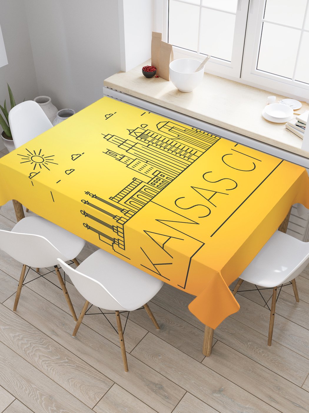 

Скатерть прямоугольная JoyArty "Канзас на закате" из сатена, 180x145 см, Желтый, Канзас на закате