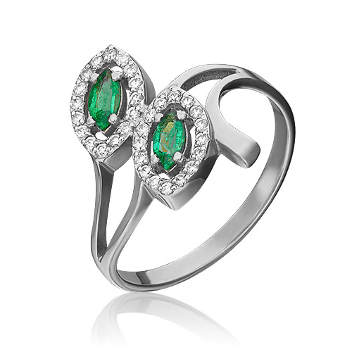

Кольцо из золота р. 17,5 PLATINA jewelry 01-0128-00-106-1120-30, бриллиант\изумруд, 01-0128-00-106-1120-30