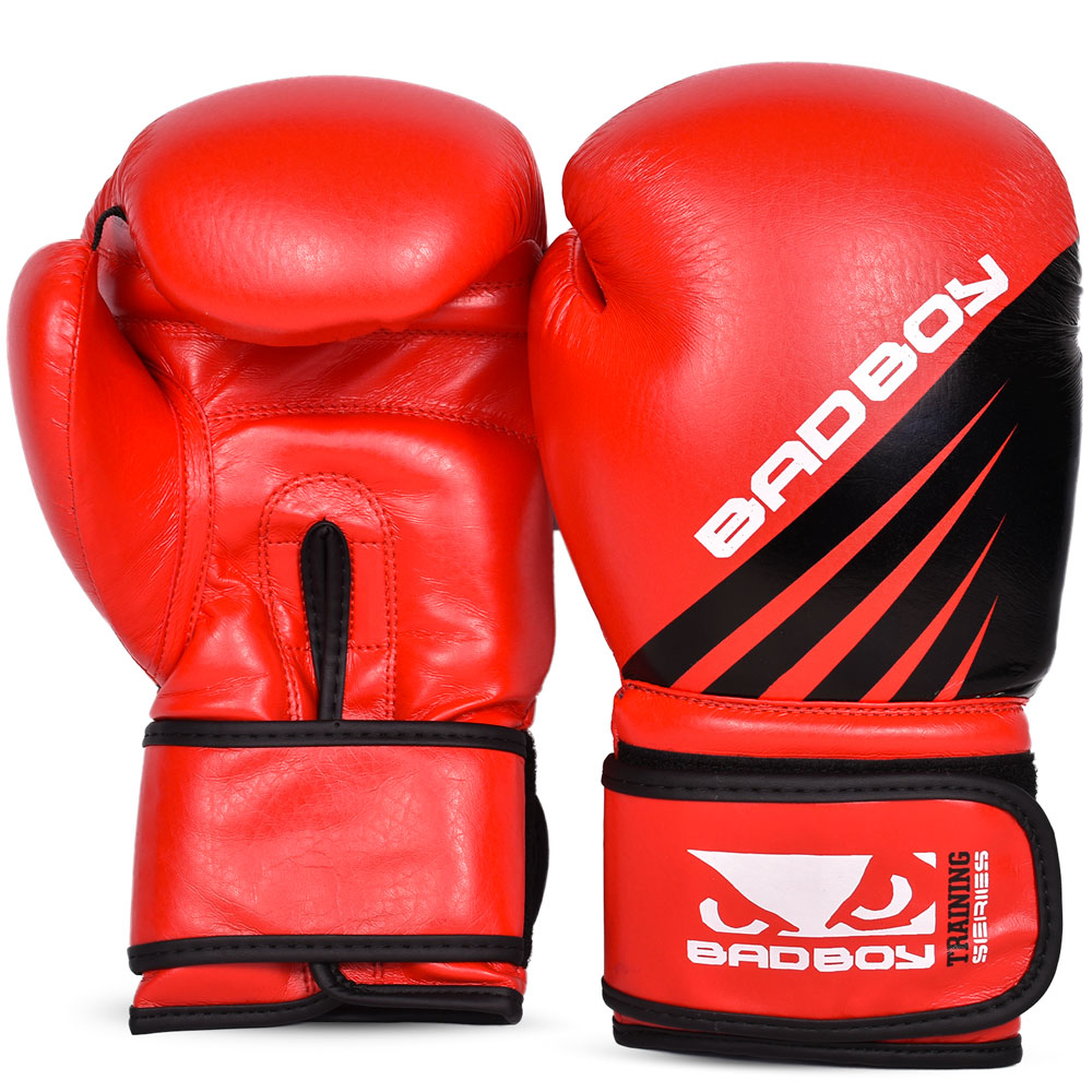 фото Боксерские перчатки bad boy training series impact boxing gloves - red/black 16 унций