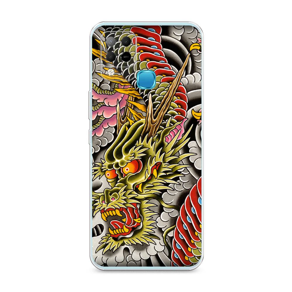 

Чехол на Infinix HOT 10S "Японский дракон", Желтый;розовый;красный, 3100250-4