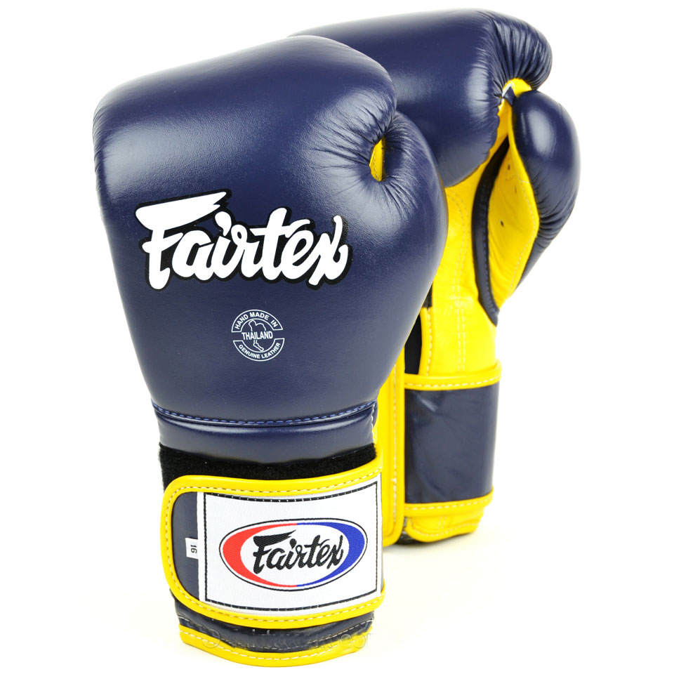 фото Боксерские перчатки fairtex boxing gloves bgv9 blue/yellow 10 унций