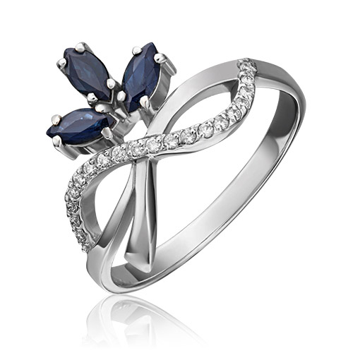 

Кольцо из золота р. 17,5 PLATINA jewelry 01-0172-00-105-1120-30, сапфир\бриллиант, 01-0172-00-105-1120-30
