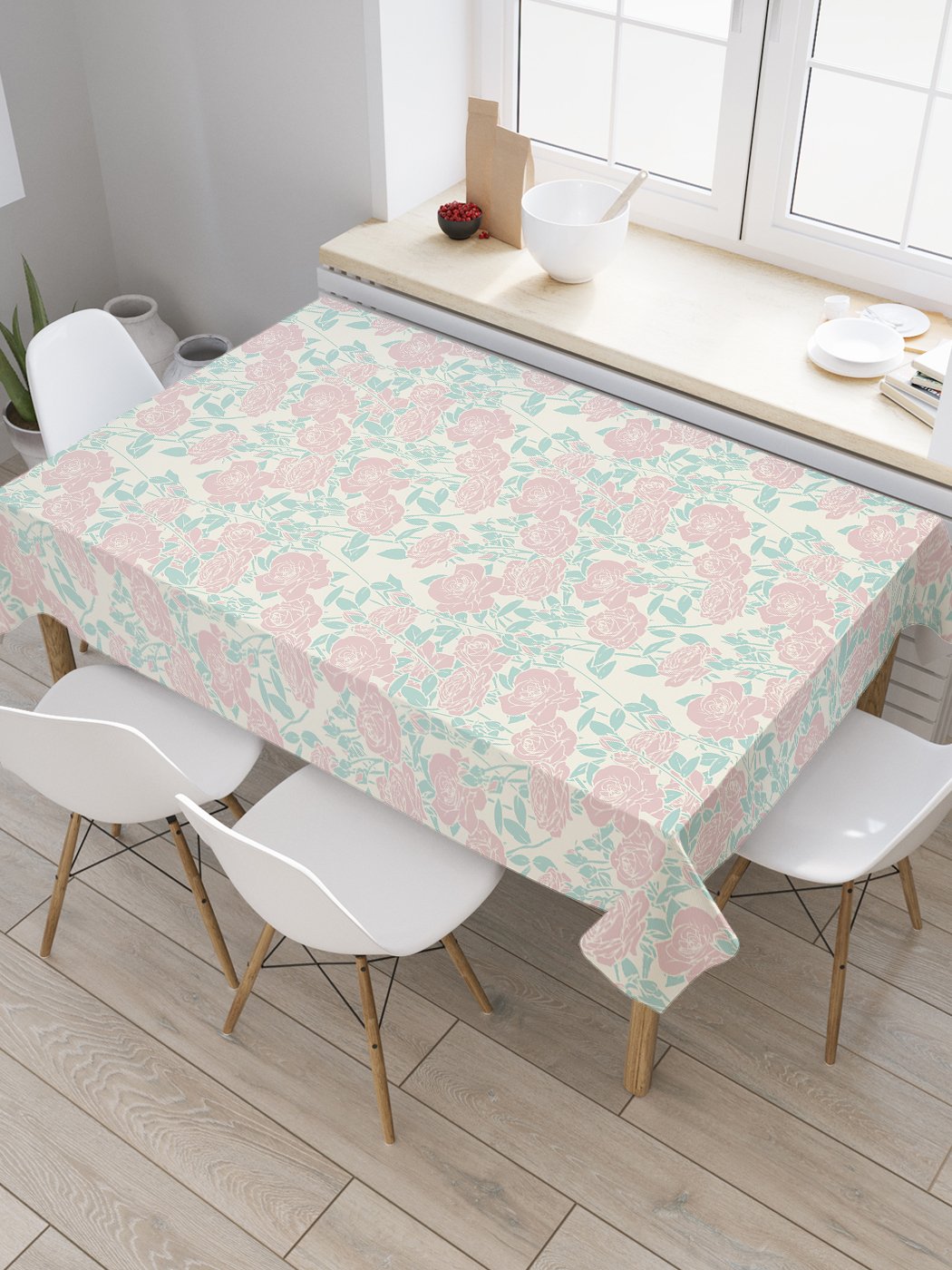 

Скатерть прямоугольная JoyArty "Пастель роз" из сатена, 180x145 см, Синий, Пастель роз