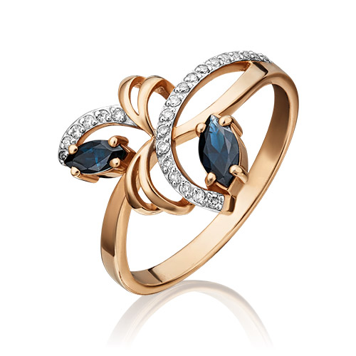 

Кольцо из золота р. 18 PLATINA jewelry 01-0189-00-105-1110-30, сапфир\бриллиант, 01-0189-00-105-1110-30