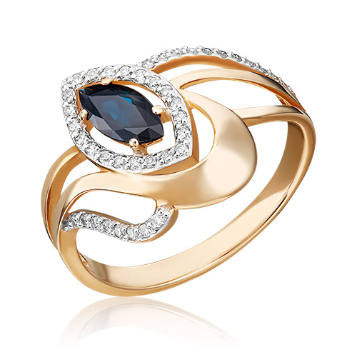 

Кольцо из золота р. 18,5 PLATINA jewelry 01-0245-00-105-1110-30, сапфир\бриллиант, 01-0245-00-105-1110-30