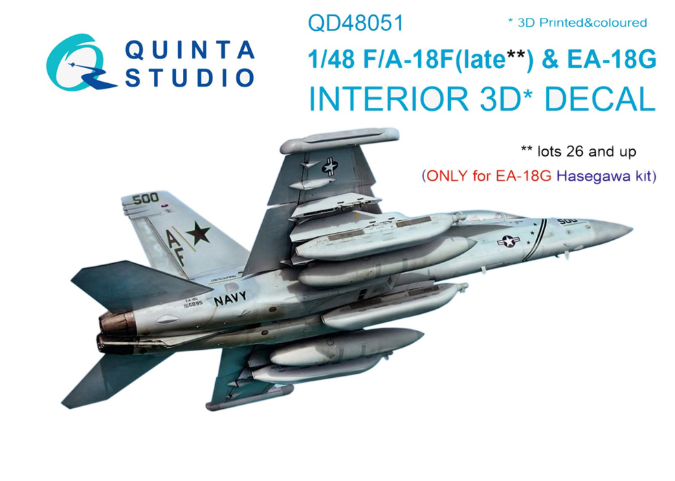 QD48051 1/48 3D Декаль интерьера кабины F/A-18F late / EA-18G для модели Hasegawa