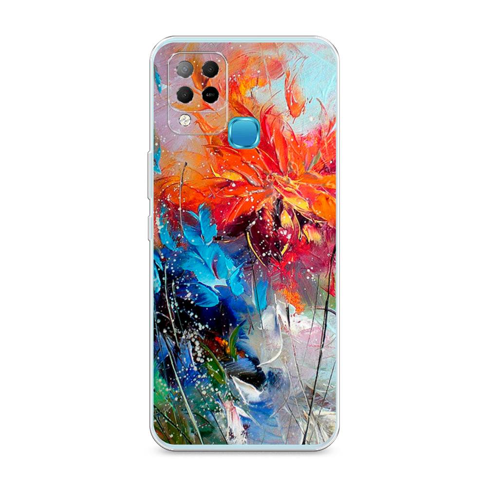 

Чехол на Infinix HOT 10S "Абстрактные цветы", Оранжевый;синий, 3100250-4