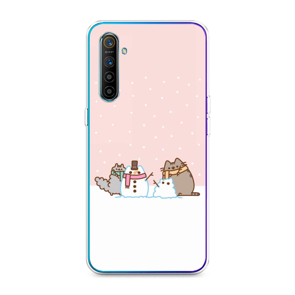 

Чехол на Realme XT "Котики в снегу", Розовый;белый;серый, 251450-5