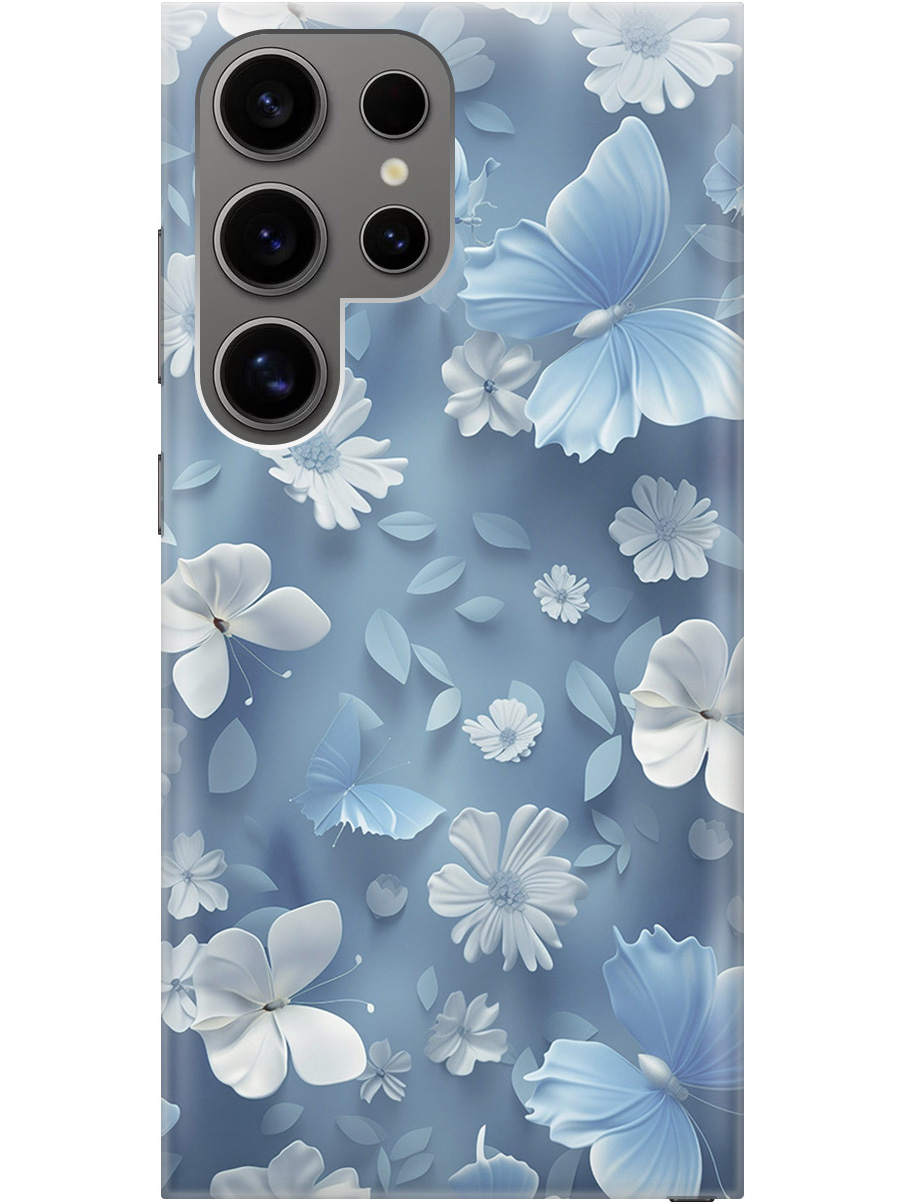 

Силиконовый чехол на Samsung Galaxy S24 Ultra с принтом "Голубые бабочки", Прозрачный;белый;голубой, 779823510