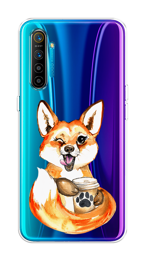 

Чехол на Realme XT "Подмигивающая лиса с кофе", Оранжевый;белый;коричневый, 251450-4