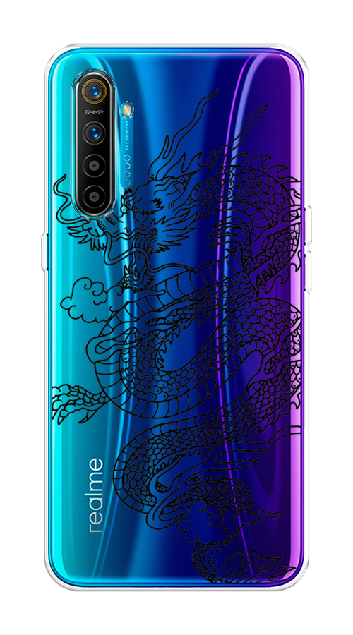 

Чехол на Realme XT "Большой китайский дракон", Черный;серый, 251450-1