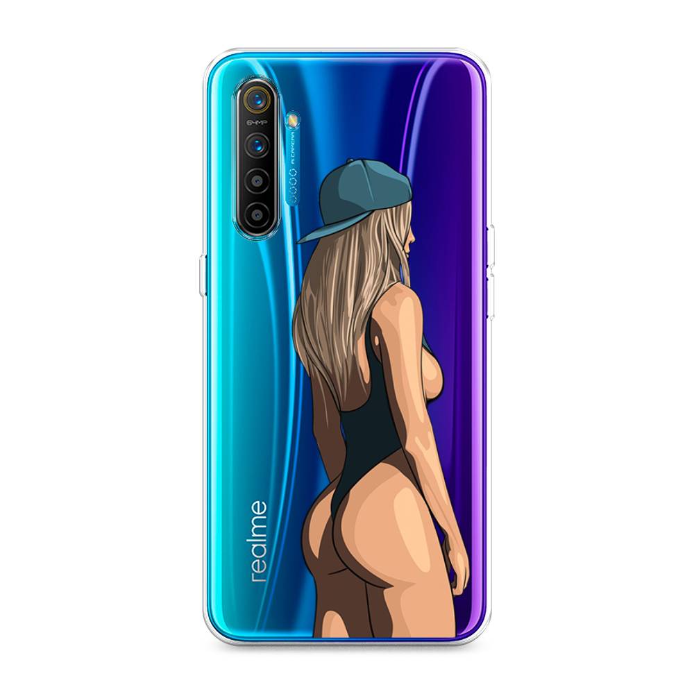 

Чехол на Realme XT "Девушка в черном купальнике", Зеленый;бежевый;черный, 251450-6