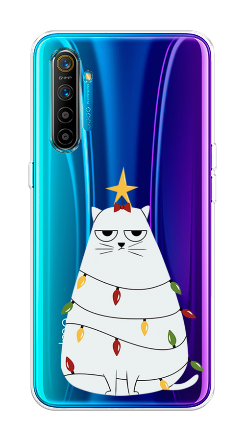 

Чехол на Realme XT "Котик в гирлянде", Белый;красный;желтый, 251450-1