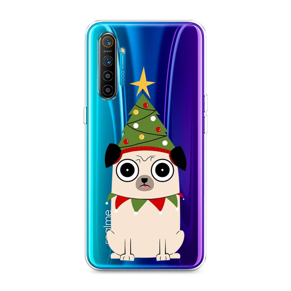 

Чехол на Realme XT "Собачка с ёлочкой", Бежевый;красный;зеленый, 251450-1