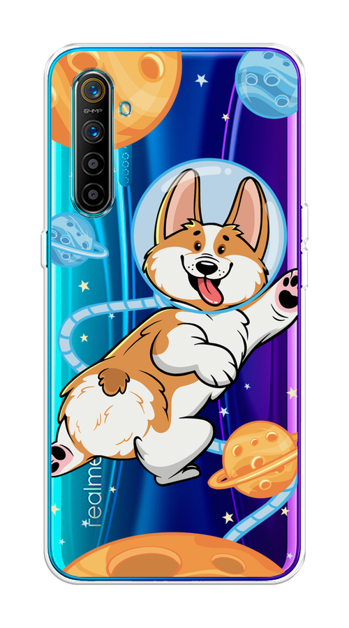 

Чехол на Realme XT "Корги-космонавт", Голубой;бежевый;белый, 251450-1