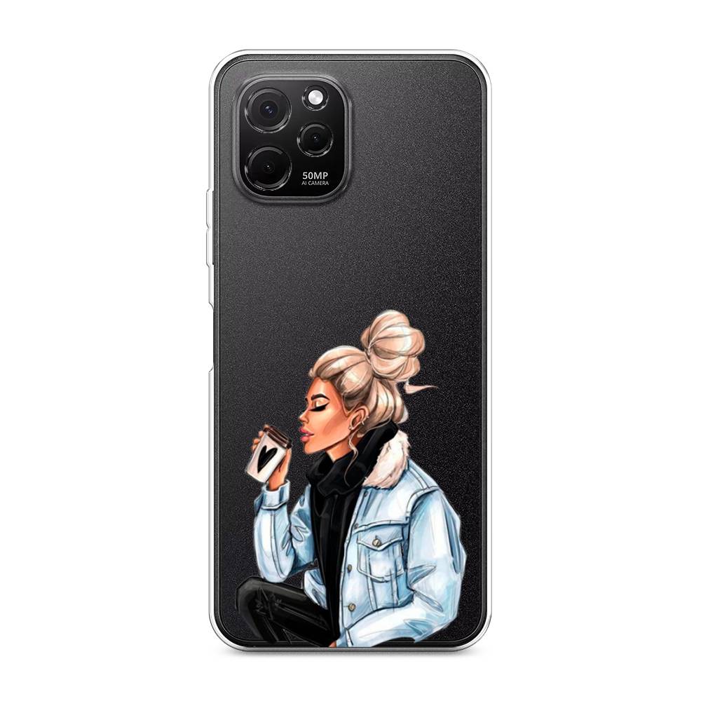

Чехол Awog на HuaweI Nova Y61 "Cute girl", Бежевый;черный;голубой, 6120050-7