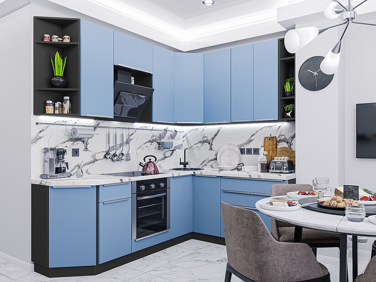 Кухонный гарнитур Vivat Фьюжн-04 Silky Blue без столешницы 96270₽