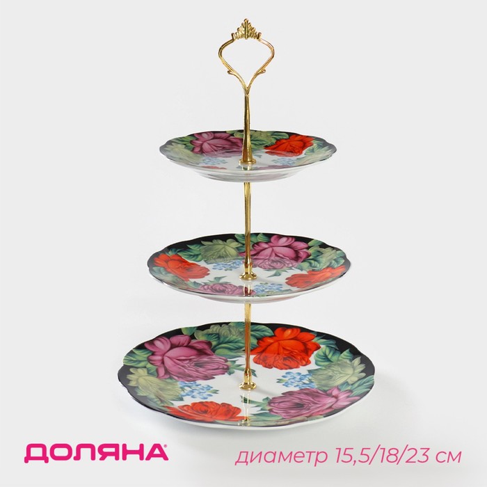 

Доляна Блюдо 3-х ярусное Доляна «Роспись», 15/17,8/22,8 см, Разноцветный
