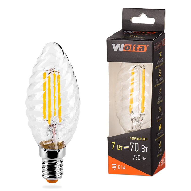 фото Светодиодная лампа wolta filament 25yctft7e14 7вт 3000k е14