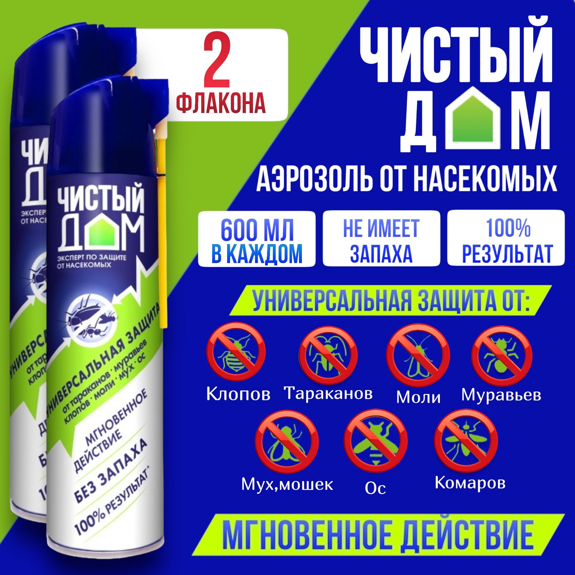 

Аэрозоль от насекомых Чистый дом 46646 600 мл