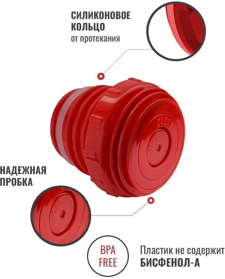 Пробка с кнопкой для термосов Relaxika 101 серии 0,35 л. 0,5 л. R.STPR.04