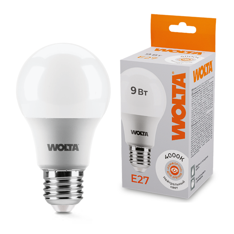 

Светодиодная лампа WOLTA 25S60BL9E27 9Вт 4000К E27