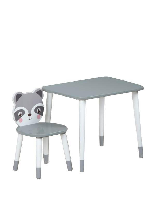 фото Комплект мебели для малышей фабрика дф стол и стул, енот, серый, nlb001 ломбер