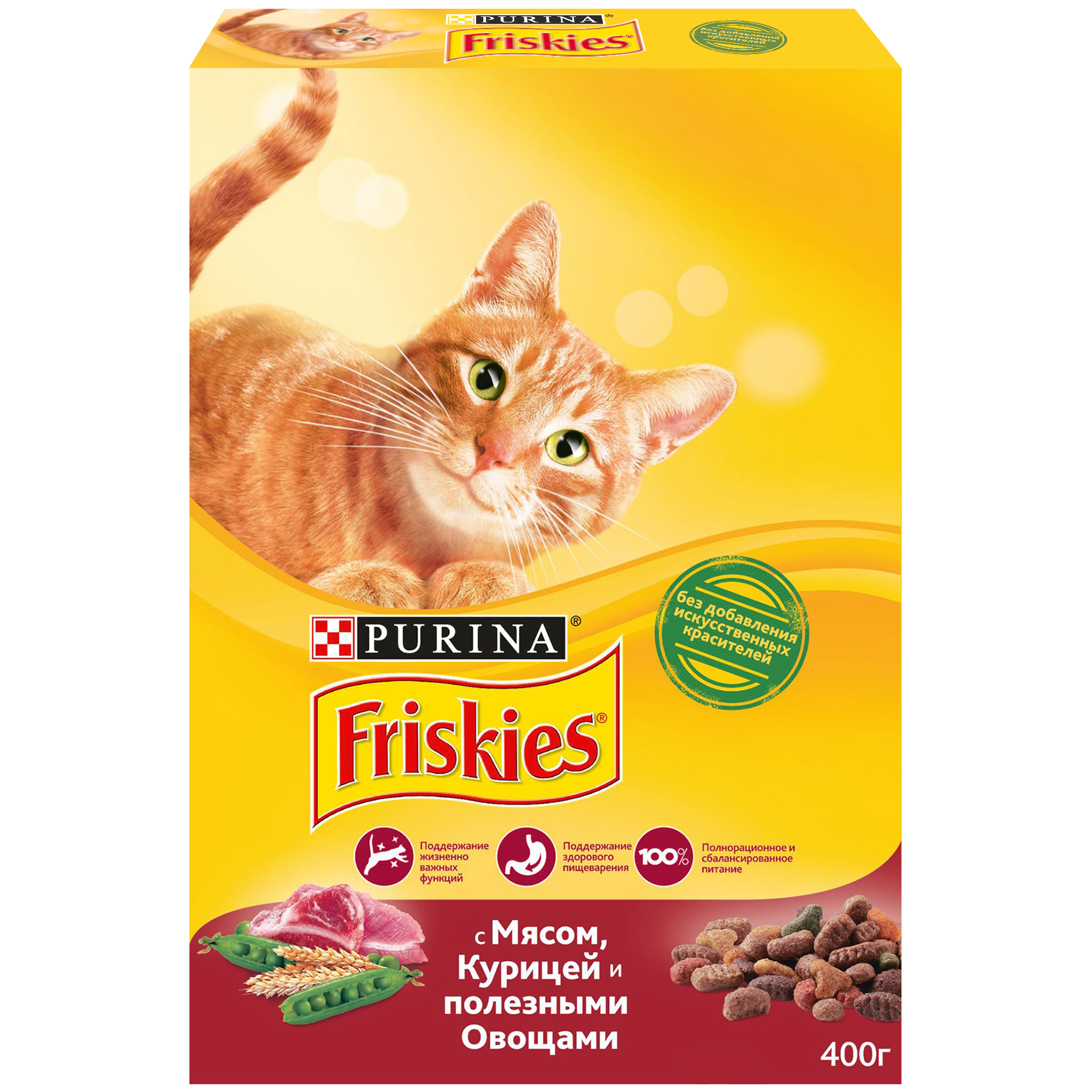 фото Сухой корм для кошек friskies, с мясом, курицей и овощами, 0,4кг