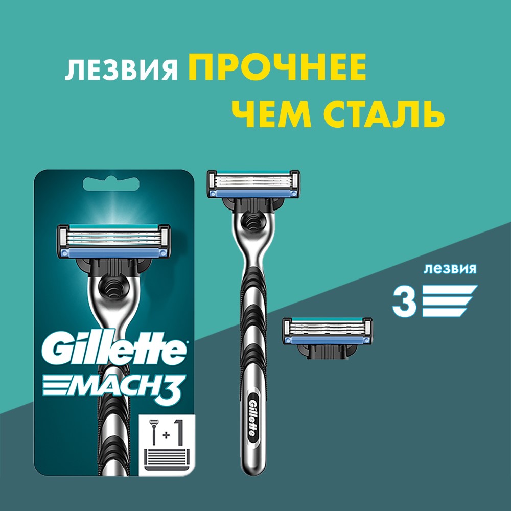 Мужская бритва Gillette Mach3 с 2 сменными кассетами gillette бритва с 2 сменными кассетами venus embrace
