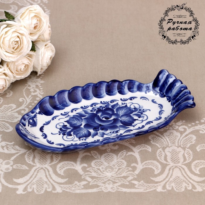 

Селёдочница «Рыба», 25x13x3 см, гжель