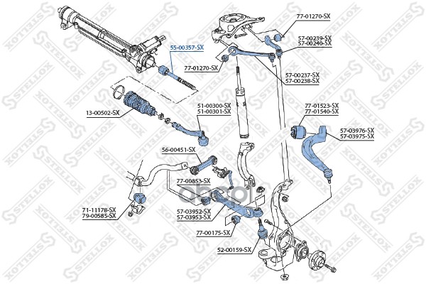 

55-00357-SX_тяга рулевая! Audi A4/A5 all 07>, TT all 06>