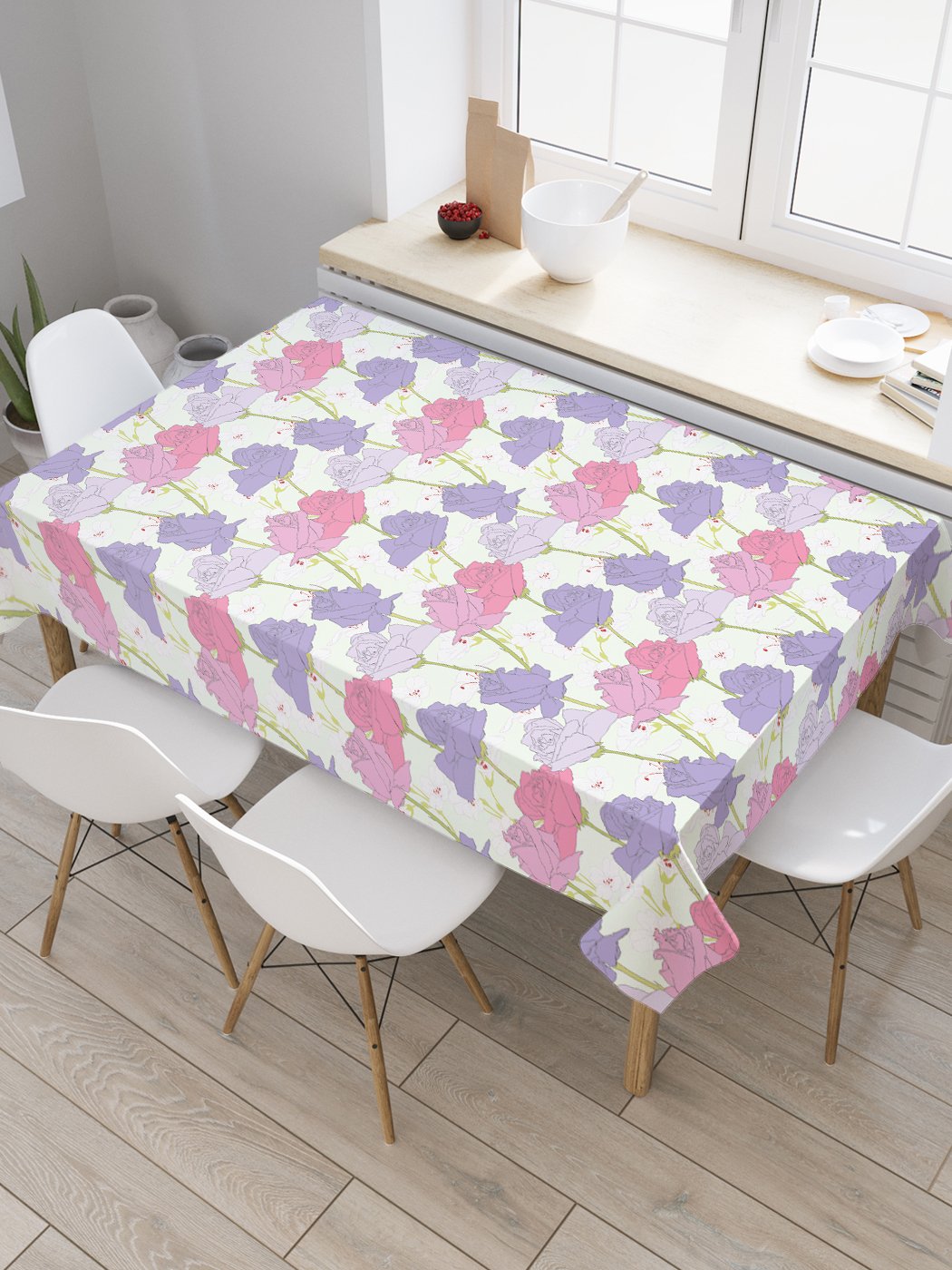 

Скатерть прямоугольная JoyArty "Натуральность роз" из сатена, 180x145 см, Фиолетовый, Натуральность роз