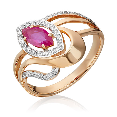 

Кольцо из золота р.  PLATINA jewelry 01-0245-00-107-1110-30, рубин\бриллиант, 01-0245-00-107-1110-30