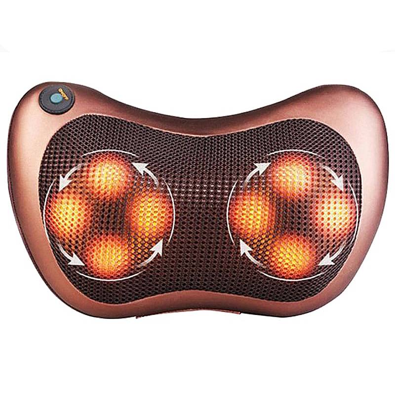 фото Массажная подушка с подогревом для шеи и спины massage pillow (8 роликов) car&home